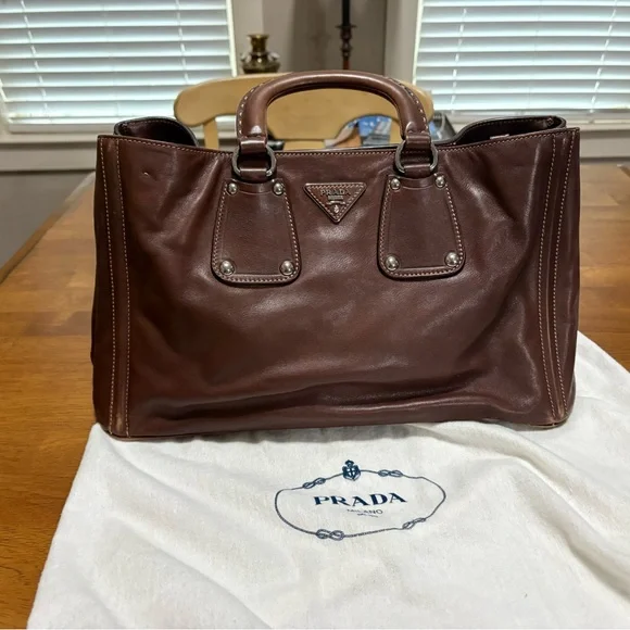 Prada Brown Leather Women's Briefcase - Picture 2 of 5